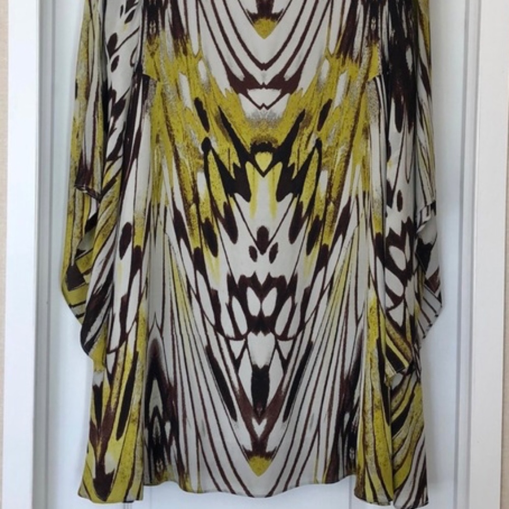 Anthropologie Leifsdottir Sarita Silk Swing Dress Bell Sleeves Abstract Print - Picture 5 of 13